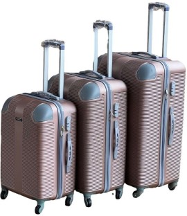 Generic 3 Piece Luggage Set- Hard Shell Light Weight Suitcase_ Rose Gold Cabin & Check-in Set 4 Wheels - 28 inch
