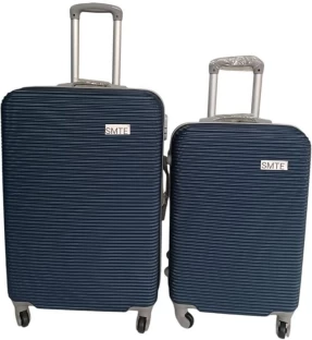 SMTE 2-Piece ABS Hard Shell Luggage Set - Dark Blue Cabin & Check-in Set 4 Wheels - 27 inch