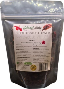 Natural Stuff Dried Hibiscus Flowers - 100% Natural & Fresh Herbal Tea Pack