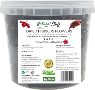 Natural Stuff Dried Hibiscus Natural Wellness & Antioxidant Power tub-200g Herbal Tea Pack