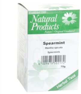 Natural Products Spearmint Leaf (Mentha spicata) Dried - 75g Herbal Tea Box