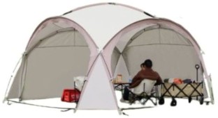 LUXY Outdoor Event Shelter Dome Tent, Twin Connected Design, Grey and White Camping Tent