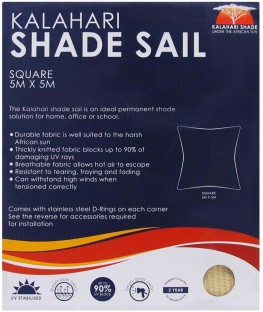 Kalahari 5m x 5m Shade Sail Square-1 Camping Tent
