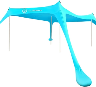 FocusOutdoor Pop Up Lycra Beach Gazebo 4 Poles & Attached Anchor Bags Tent - For Sand, Grass