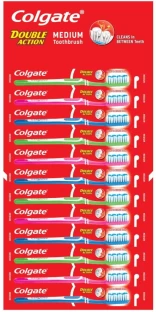 Colgate Double Action Hang Card Medium Toothbrush