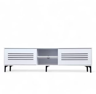 Click Furniture Olinda TV Stand White 160cm Engineered Wood TV Entertainment Unit