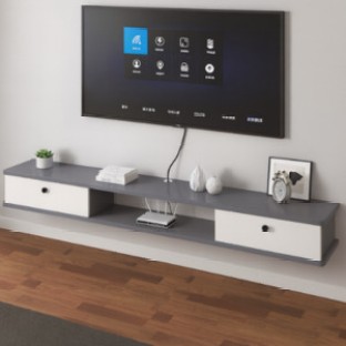 Innolife Wall Mounted Floating TV Stand Cabinet 140cm Grey with White Doors Engineered Wood TV Entertainment Unit
