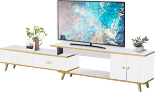 AFRISINO IMPORTS Extendable TV Stand Media Center Engineered Wood TV Entertainment Unit