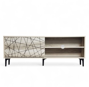 Click Furniture Bolton TV Stand Light Oak 120cm Engineered Wood TV Entertainment Unit