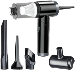 Blue Carbon Portable Car Vacuum Cleaner Air Duster Blower 2 in1 with Multi-Nozzles Car Vacuum Cleaner