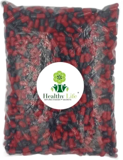 Healthy Life Black and Red Empty Gelatine Capsules Size 0 -1000 in a Pack
