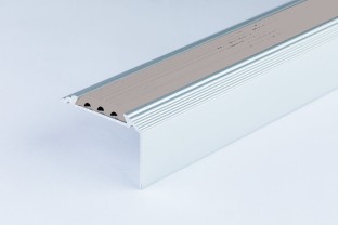 Pedross Aluminium Angle Edge Silver with GREY Insert Undrilled 2500 x 44 x 28 Stair Profile used with Laminate Flooring