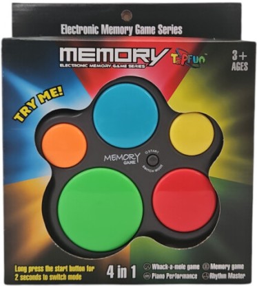 TopFun 4-in-1 Electronic Memory Game – Fun & Educational Interactive Game for Kids – with Memory, Whack-a-Mole, Piano, and Rhythm Modes Educational Board Games Board Game