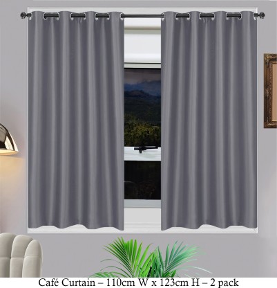 Matoc Designs Café Curtain Blockout Shimmer Grey Eyelet 110cm W x 123cm H -2 pack Blackout (110 cm x 123 cm) Blends Curtain