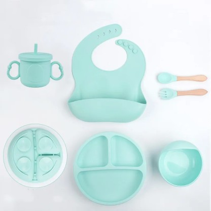 Generic 6 Piece Silicone Baby Feeding Set  - Silicone