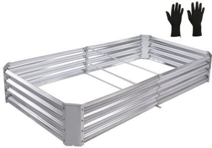 Cart in Mart Galvanised Metal Raised Bed Vegetable Planter Box For Outdoor - Extra Large Garden Tool Kit
