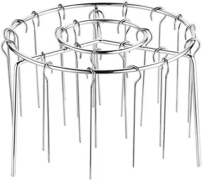 TGT- Air Fryer Skewer Stand Stainless Still With 24 Pieces Of Skewers. Silver Stainless Steel Roaster Kitchen Tool Set
