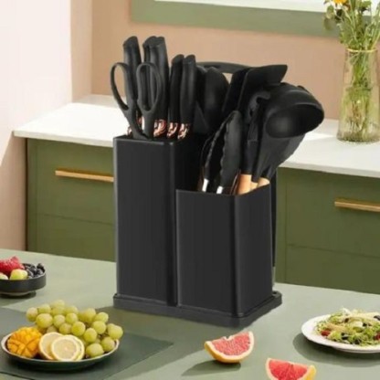 Deals online Kitchen Utensil Set 19 Piece Silicone - Non-Stick Cooking Tools Kit Steel Food Clips Kitchen Tool Set