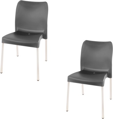 Vende Marketplace Heavy Duty Bistro Chair - No Armrests - Set of 2 - BLACK Plastic Patio Dining Chair