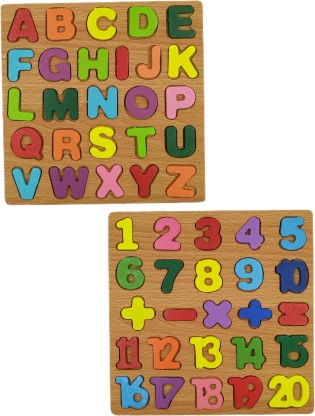 Healthy Life Products Wooden Alphabet and Number Puzzle 3D Puzzles