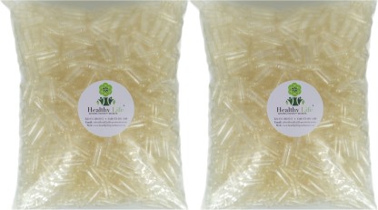 Healthy Life Clear Empty Vegan Capsules HPMC/ Size 1- 2 Packs of 1000