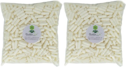 Healthy Life White Empty Vegan Capsules HPMC/ Size 0- 2 Packs of 1000