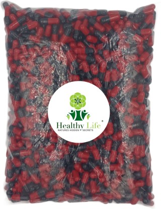 Healthy Life Black and Red Empty Gelatine Capsules Size 0 -1000 in a Pack