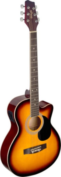 Stagg SA20ACE Sunburst Acoustic Electric Guitar with Built-in Tuner Steel-string Guitar Basswood White Poplar Right Hand Orientation