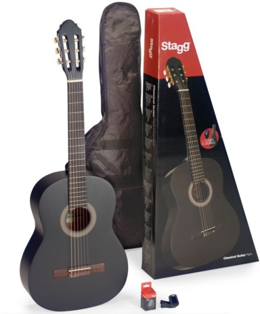 Stagg C410 Pack with Tuner & Gigbag Classical (Nylon String) Guitar 1/2 Size Linden Walnut Right Hand Orientation