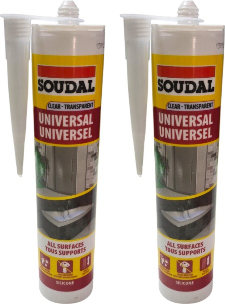 Soudal 2x Clear Silicone Sealant 270ml - Universal Adhesive