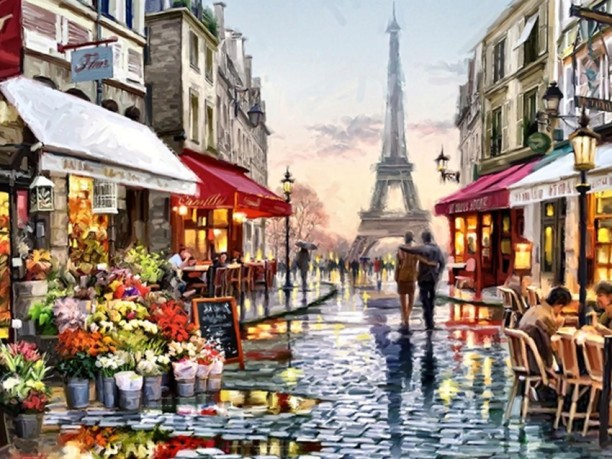 Umlozi Diamond Painting - Paris Streets - 40cm x 50cm Diamond Painting Art and Craft Kit