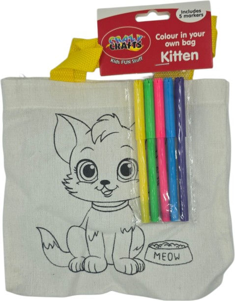 Crazy Crafts Kids Color-in Craft Bag - Kitten Craft Kits Art and Craft Kit