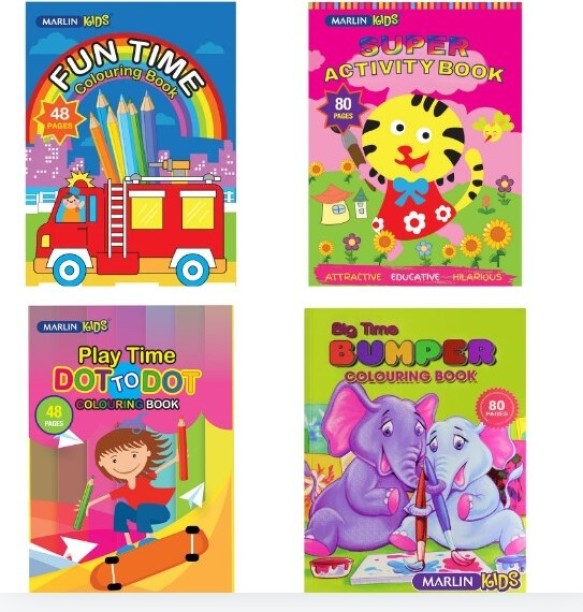 Marlin Kids Colouring Book Combo Pack – 4-Pack Craft Kits Art and Craft Kit