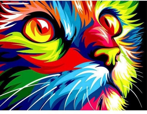 Umlozi Diamond Painting - Colourful Cat - 40cm x 50cm Diamond Painting Art and Craft Kit