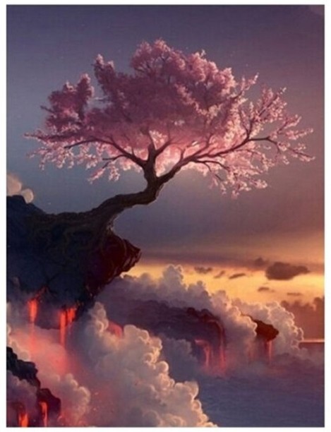 Umlozi Diamond Paintings DIY With Easel (21 x 25cm) - Volcanic Tree Diamond Painting Art and Craft Kit