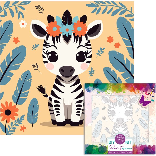 Easy Craft Paint by Number Kids DIY Kit, 20x20cm Wild Animals Craft Kits Art and Craft Kit