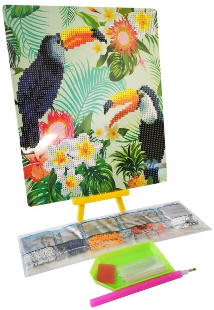 Umlozi Diamond Paintings DIY With Easel (21 x 25cm) - Bird Toucon Diamond Painting Art and Craft Kit