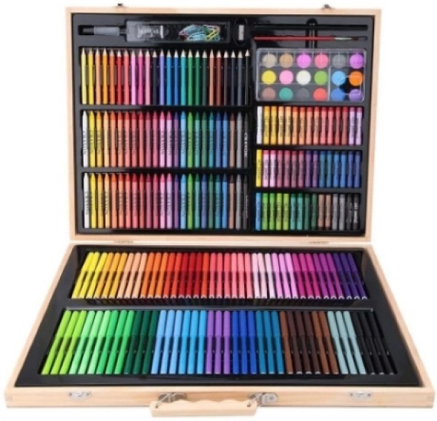 Sm 251 Pcs Kid's School Drawing Art Set with Wooden Box