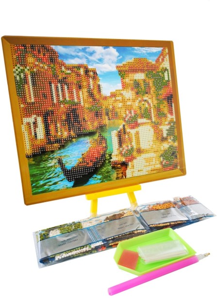 Umlozi Diamond Paintings DIY With Easel (21 x 25cm) Venice Canal Diamond Painting Art and Craft Kit