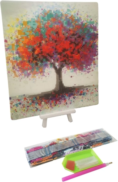 Umlozi Diamond Paintings DIY With Easel (21 x 25cm) - Autumn Tree Diamond Painting Art and Craft Kit
