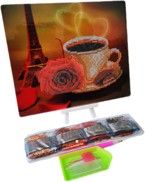 Umlozi Diamond Paintings DIY With Easel - (21 x 25cm) Coffee In Paris Diamond Painting Art and Craft Kit