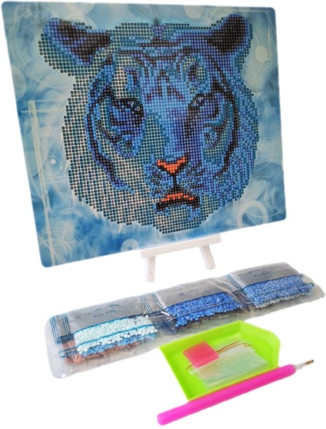 Umlozi Diamond Paintings DIY With Easel (21 x 25cm) - Ice Tiger Diamond Painting Art and Craft Kit