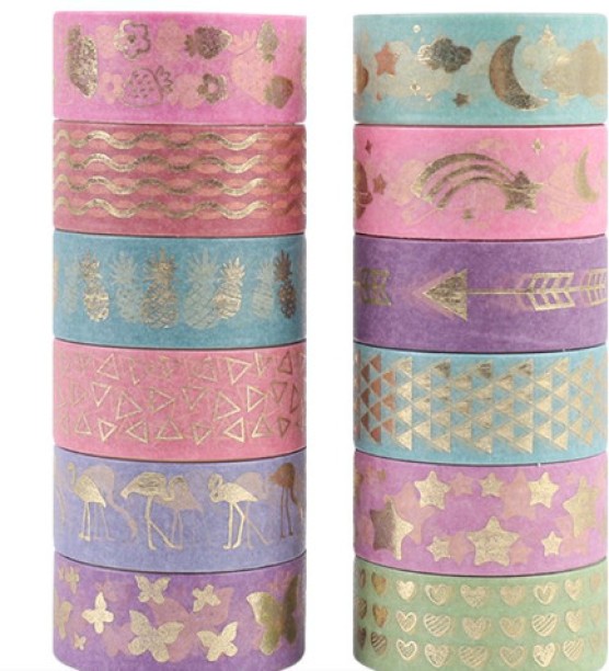 Miss Bliss Imports 12 Rolls colour Foil Washi Tape Schools Art Gifts Decorative Scrapbook 3M - 1 Pack Paper Art & Origami Kit Art and Craft Kit