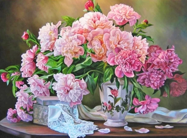 Umlozi Diamond Painting - Pink Flowers - 40cm x 50cm Diamond Painting Art and Craft Kit