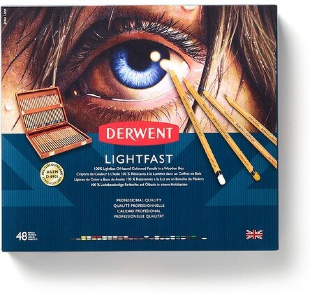 Derwent lightfast wooden box set