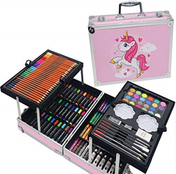 VIVIDITTO Unicorn Art Set with Aluminum Box for Kids - 145-Piece