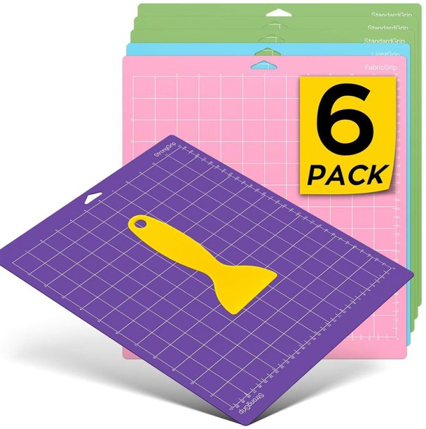 Blue Carbon 6 Pack Cutting Mat with Scraper for Cricut Explore/One/Air/Air 2/Maker