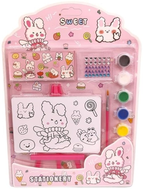 Generic Sweet Stationery Set for Kids, Colouring Stamps, Paints,