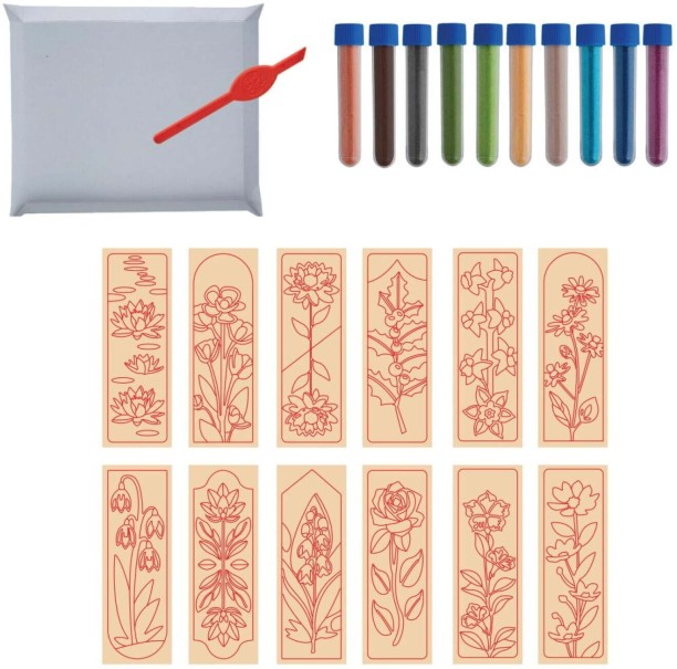 Sand Art 5 Earth-Tone Birth Flower Bookmark Set
