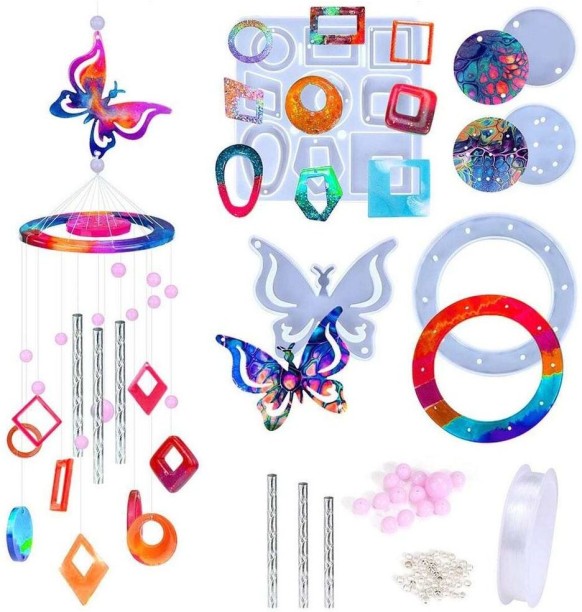 Epoxy Resin Kit Plus Silicone Wind Chime Mould Butterflies